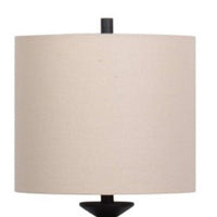 Ando Buffet Table Lamp, Black Turned Fishbone Base, Drum Shade  - BM318390