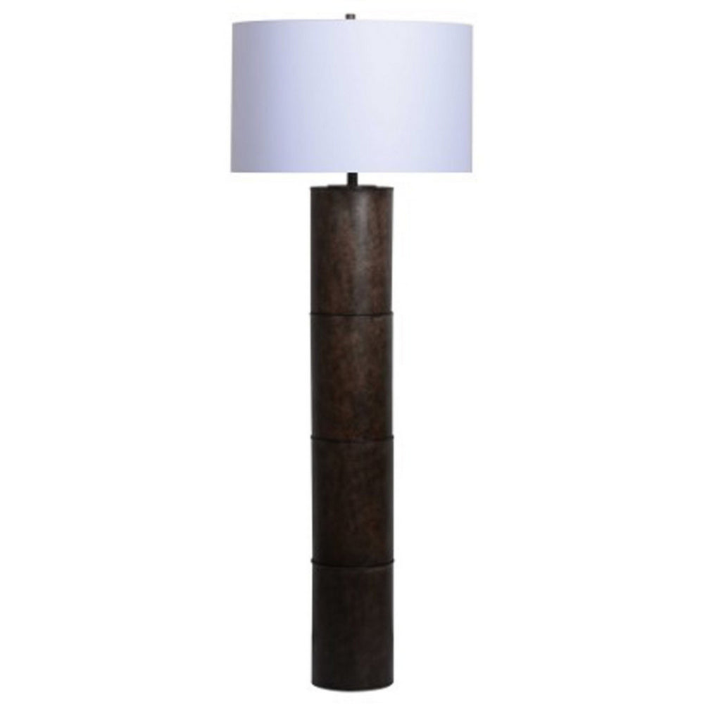 Saen 65 Inch Floor Lamp, Modern Black Cylindrical Base, White Drum Shade - BM318391