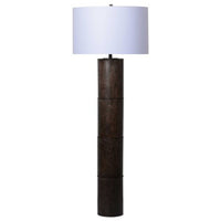 Saen 65 Inch Floor Lamp, Modern Black Cylindrical Base, White Drum Shade - BM318391