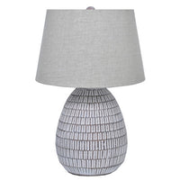 Gyen 29 Inch Table Lamp, Antique White Pattern Pot Base, Gray Empire Shade - BM318392