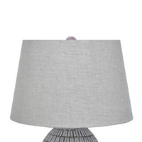 Gyen 29 Inch Table Lamp, Antique White Pattern Pot Base, Gray Empire Shade - BM318392