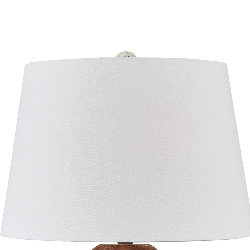 Gyen 29 Inch Table Lamp, Antique White Pattern Pot Base, Beige Empire Shade - BM318392