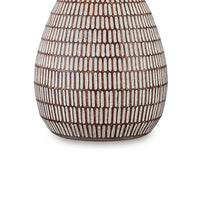 Gyen 29 Inch Table Lamp, Antique White Pattern Pot Base, Beige Empire Shade - BM318392