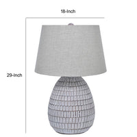 Gyen 29 Inch Table Lamp, Antique White Pattern Pot Base, Gray Empire Shade - BM318392