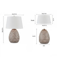 Gyen 29 Inch Table Lamp, Antique White Pattern Pot Base, Beige Empire Shade - BM318392