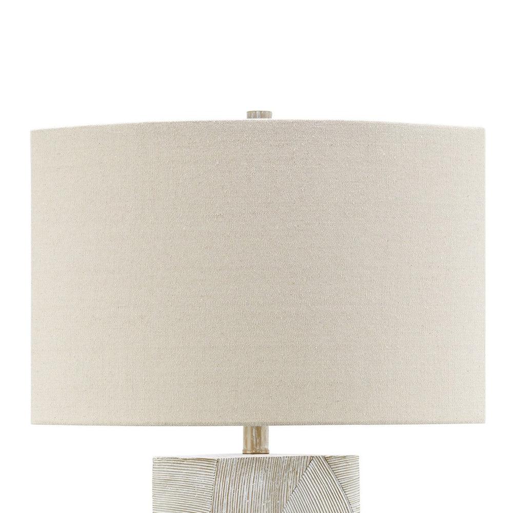 Bard 30 Inch Table Lamp, Accent Cylindrical Base, Ivory Oval Fabric Shade - BM318393