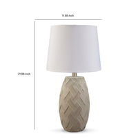 Ner Table Lamp Set of 2, White Drum Shade, Angled Embossed Taupe Base - BM318397