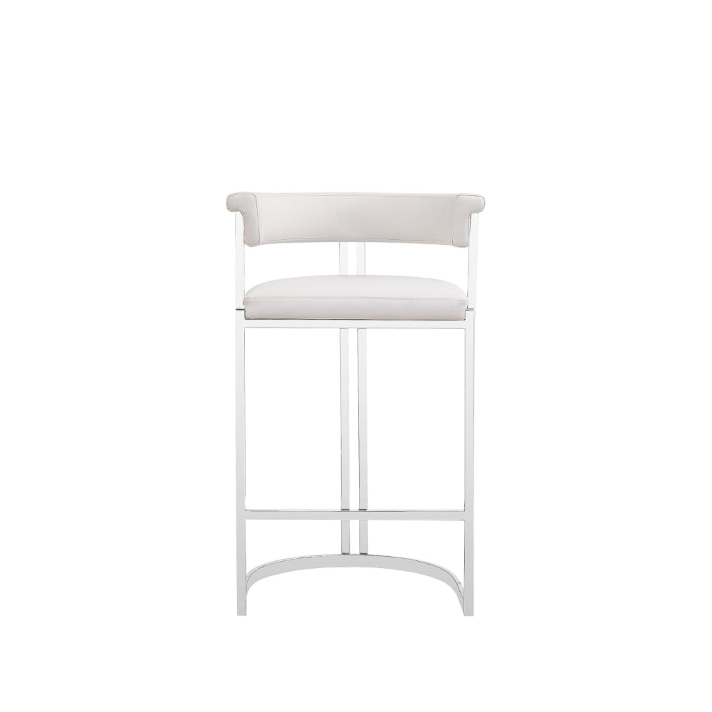 Cid Lisa Counter Stool Chair, White Faux Leather, Stainless Steel Legs - BM318399