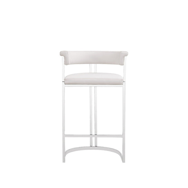 Cid Lisa Counter Stool Chair, White Faux Leather, Stainless Steel Legs - BM318399