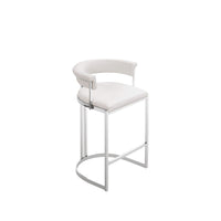 Cid Lisa Counter Stool Chair, White Faux Leather, Stainless Steel Legs - BM318399