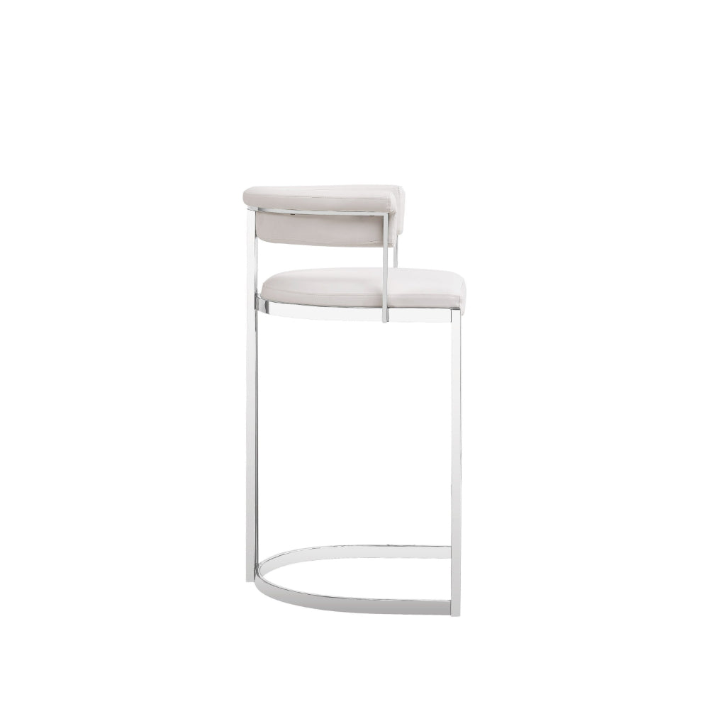 Cid Lisa Counter Stool Chair, White Faux Leather, Stainless Steel Legs - BM318399