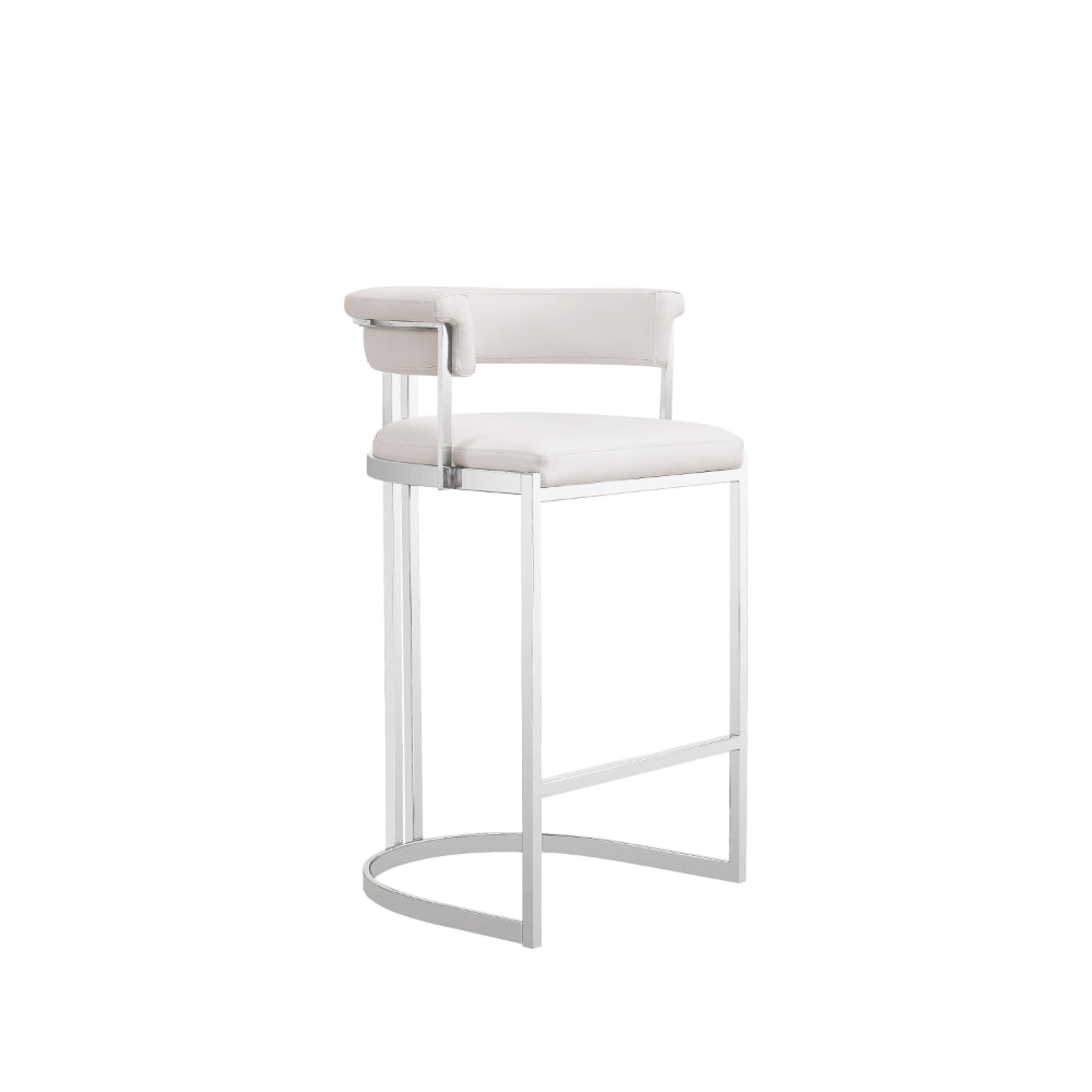 Cid Lisa Counter Stool Chair, White Faux Leather, Stainless Steel Legs - BM318399