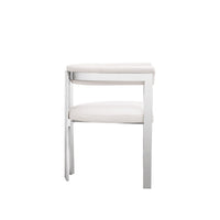 Cid Tayc 25 Inch Dining Chair, White Faux Leather, Stainless Steel Frame - BM318400