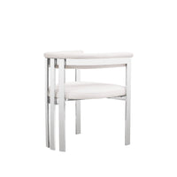 Cid Tayc 25 Inch Dining Chair, White Faux Leather, Stainless Steel Frame - BM318400