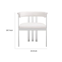 Cid Tayc 25 Inch Dining Chair, White Faux Leather, Stainless Steel Frame - BM318400