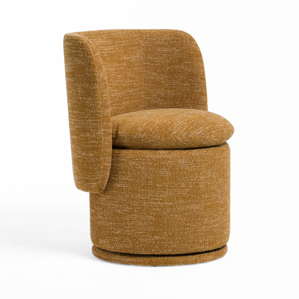 Benzara Reno Nori 26 Inch Swivel Dining Chair, Yellow
