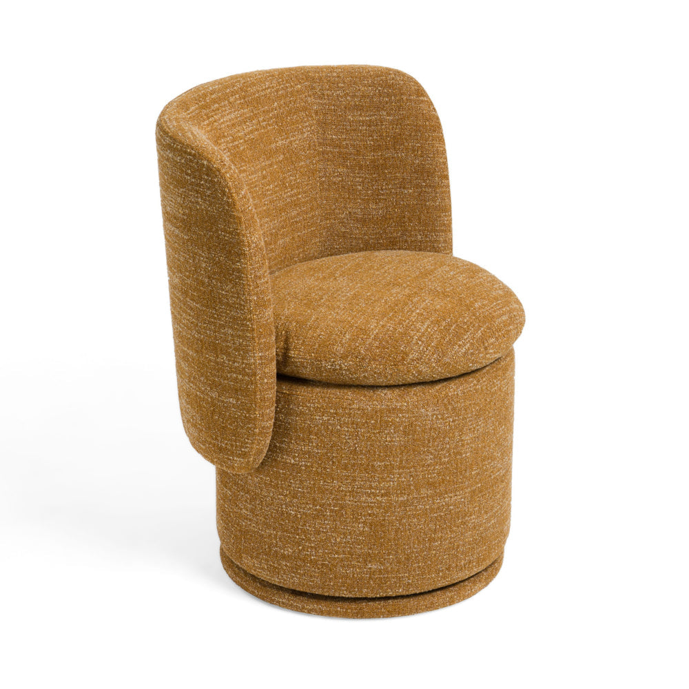 Benzara Reno Nori 26 Inch Swivel Dining Chair, Yellow Polyester