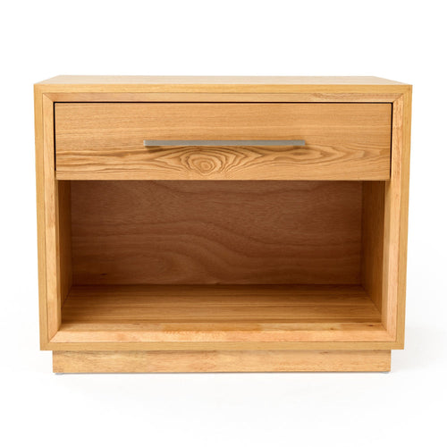 Noe Malia 32 Inch Nightstand, 1 Drawer, 1 Shelf, Natural Brown Solid Wood - BM318410