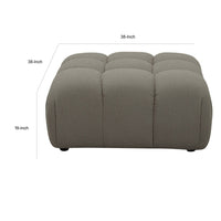 Reno Uni 38 Inch Ottoman, Gray Fabric, Tufted Design, Solid Wood Frame - BM318421