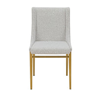 Cid Kinn 19 Inch Dining Chair Set of 2, Light Gray Polyester, Brass Steel - BM318426