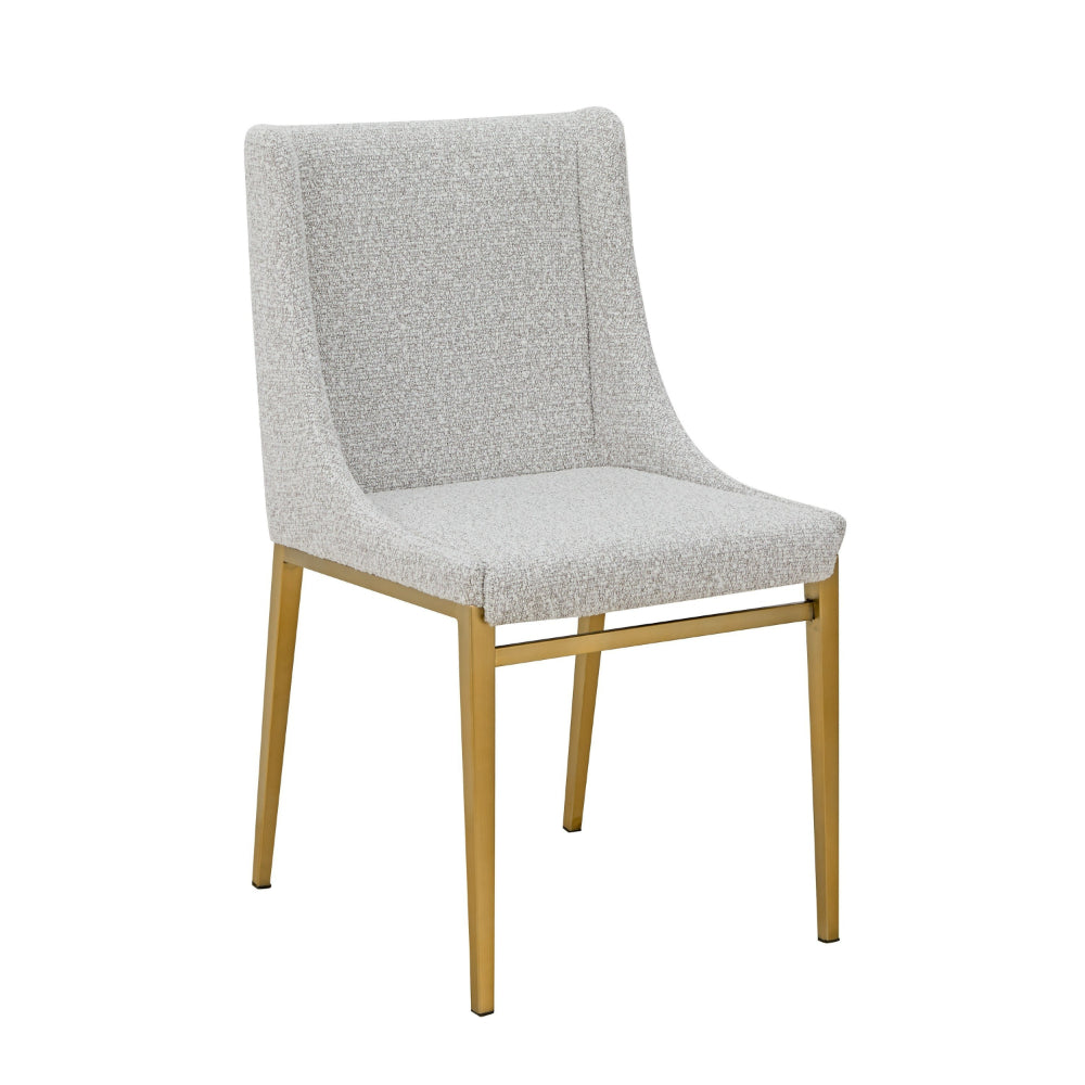 Cid Kinn 19 Inch Dining Chair Set of 2, Light Gray Polyester, Brass Steel - BM318426