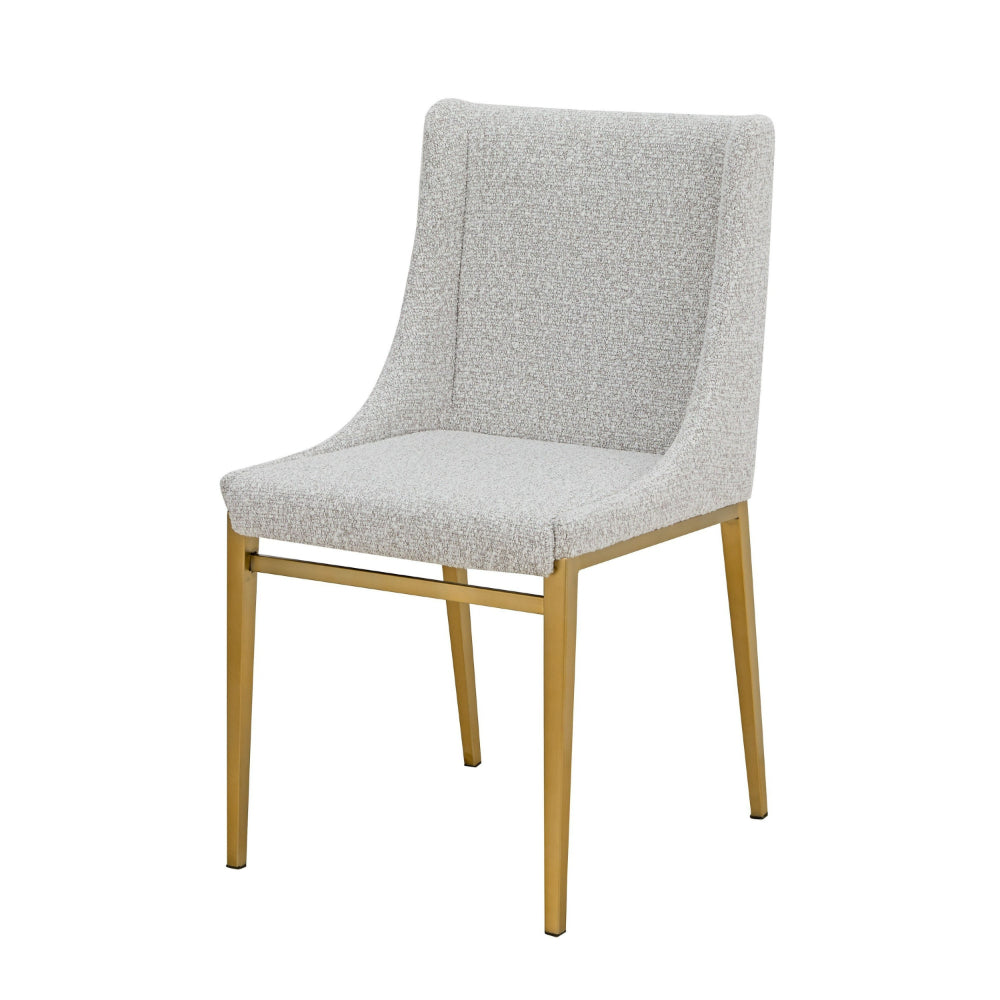 Cid Kinn 19 Inch Dining Chair Set of 2, Light Gray Polyester, Brass Steel - BM318426