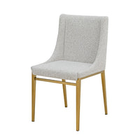 Cid Kinn 19 Inch Dining Chair Set of 2, Light Gray Polyester, Brass Steel - BM318426