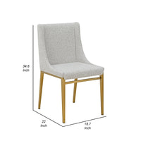 Cid Kinn 19 Inch Dining Chair Set of 2, Light Gray Polyester, Brass Steel - BM318426