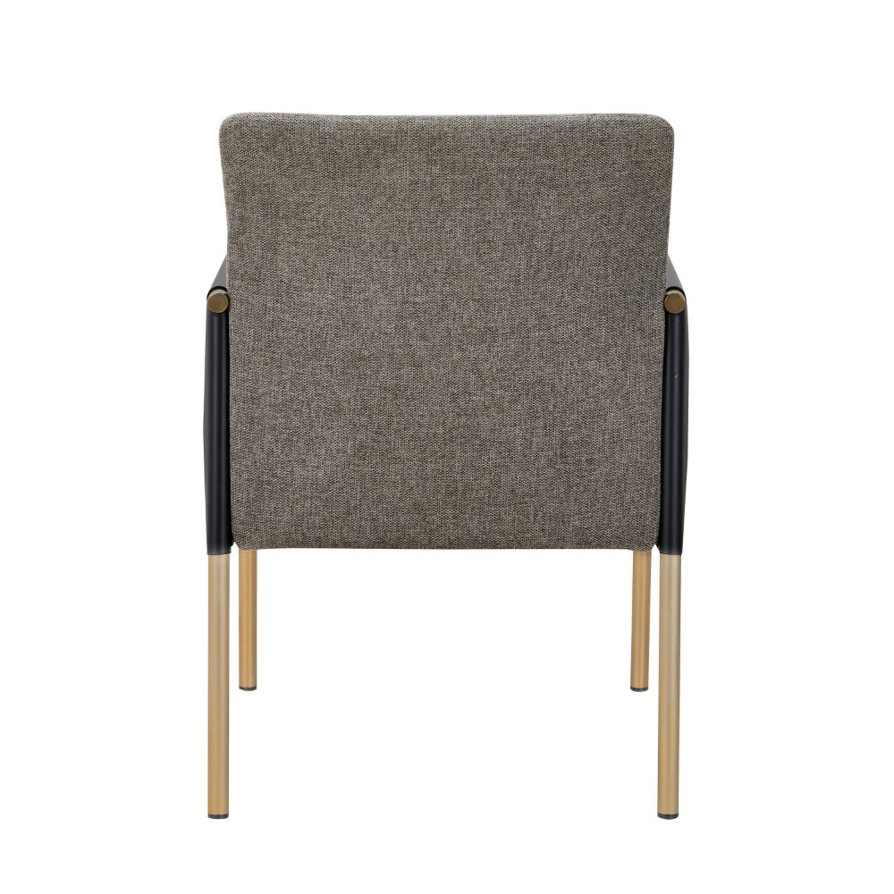 Cid Dorie 22 Inch Dining Chair, Dark Gray Faux  Leather, Brass Steel Legs - BM318428