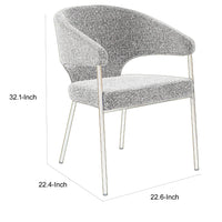 Cid Kasa 23 Inch Dining Chair, Light Gray Polyester, Brass Stainless Steel - BM318429