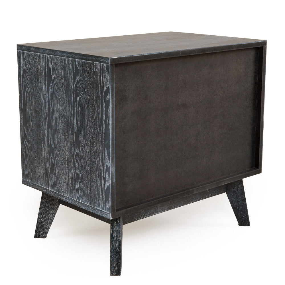 Cid Coy 23 Inch Nightstand, 2 Drawers with Gold Metal Handles, Ash Gray - BM318436