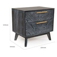 Cid Coy 23 Inch Nightstand, 2 Drawers with Gold Metal Handles, Ash Gray - BM318436