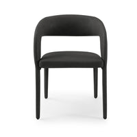 Cid Taya 24 Inch Dining Chair, Open Back, Cushioned Black Faux Leather - BM318453