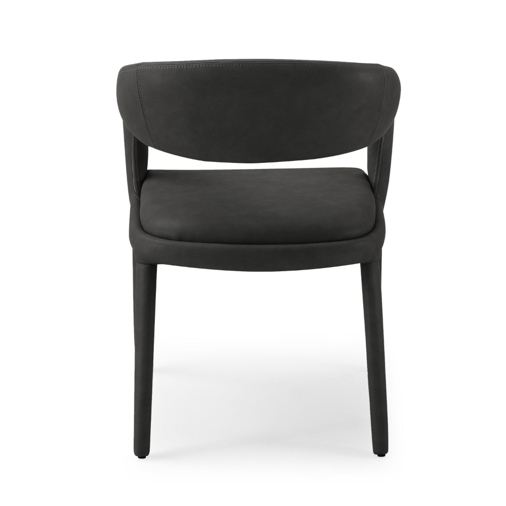 Cid Taya 24 Inch Dining Chair, Open Back, Cushioned Black Faux Leather - BM318453