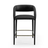 Cid Taya 26 Inch Counter Stool Chair, Curved Open Back, Black Faux Leather - BM318454