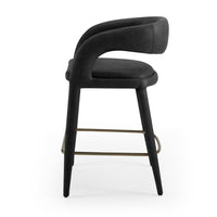 Cid Taya 26 Inch Counter Stool Chair, Curved Open Back, Black Faux Leather - BM318454