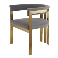 Cid Tayc 25 Inch Dining Chair, Contemporary Art Gray Velvet, Gold Steel - BM318456