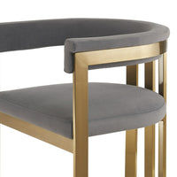 Cid Tayc 25 Inch Dining Chair, Contemporary Art Gray Velvet, Gold Steel - BM318456