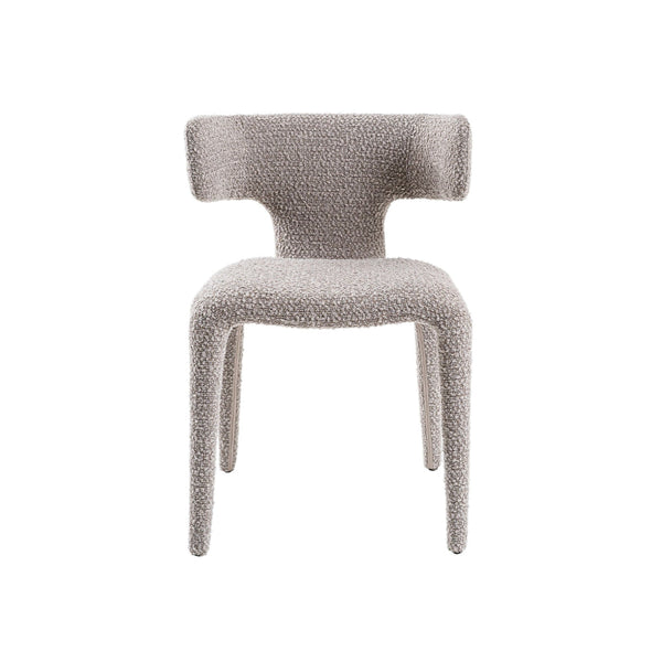 Cid Eve 21 Inch Dining Chair, Curved Wingback Off White Textured Polyester - BM318457