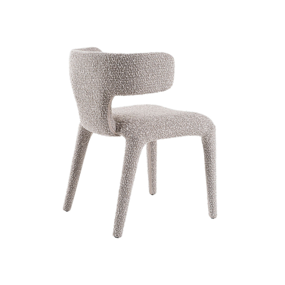 Cid Eve 21 Inch Dining Chair, Curved Wingback Off White Textured Polyester - BM318457