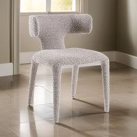 Cid Eve 21 Inch Dining Chair, Curved Wingback Off White Textured Polyester - BM318457