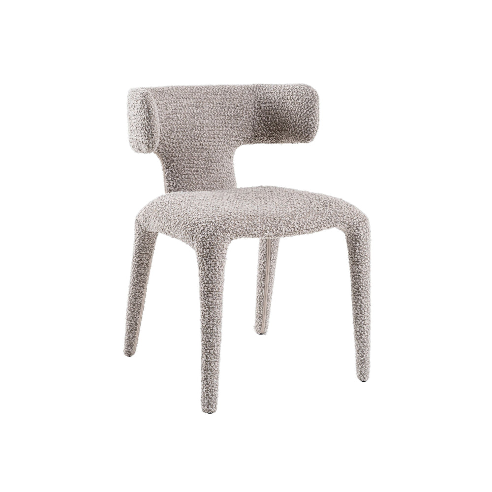 Cid Eve 21 Inch Dining Chair, Curved Wingback Off White Textured Polyester - BM318457