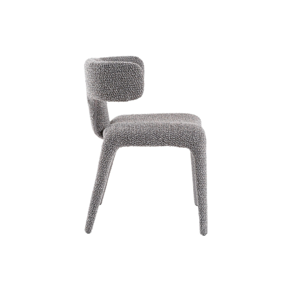 Cid Eve 21 Inch Dining Chair, Curved Wingback, Gray Textured Polyester - BM318458