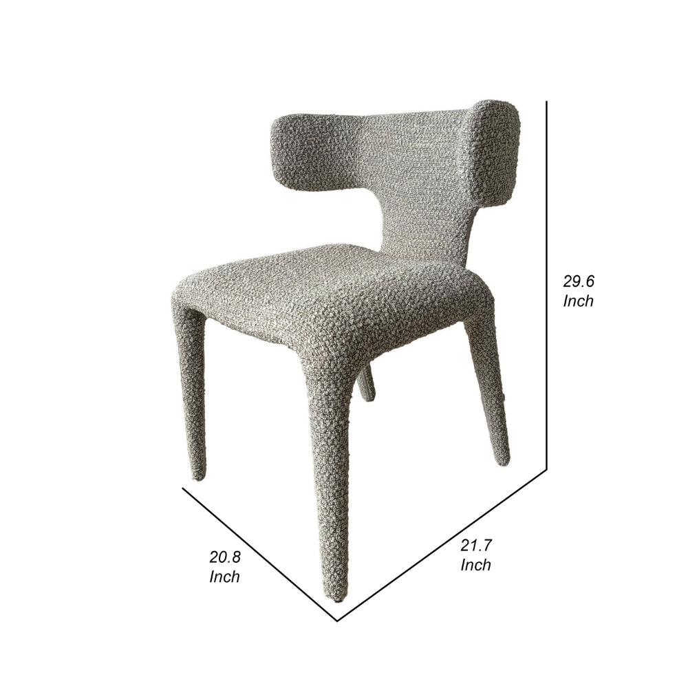 Cid Eve 21 Inch Dining Chair, Curved Wingback, Gray Textured Polyester - BM318458