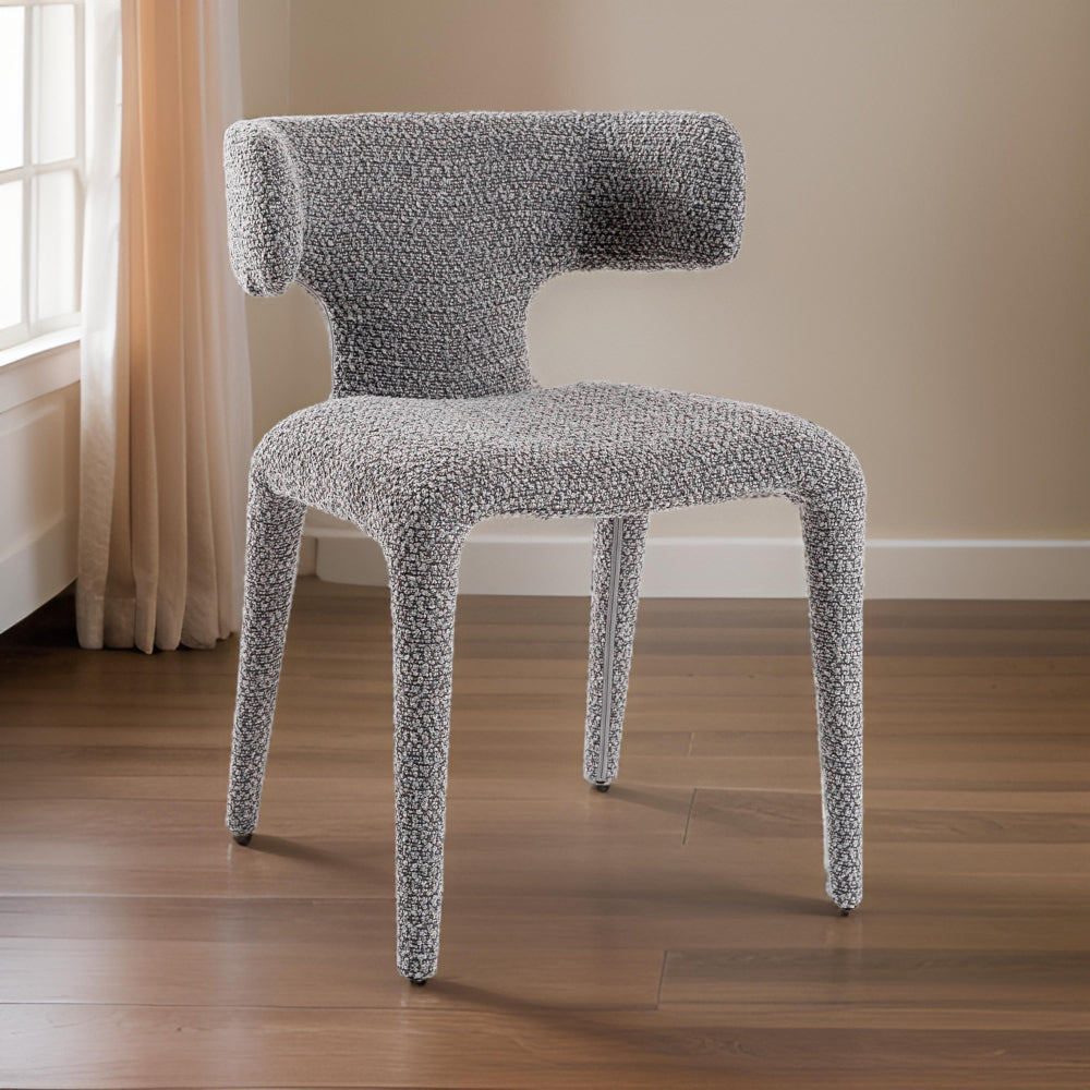 Cid Eve 21 Inch Dining Chair, Curved Wingback, Gray Textured Polyester - BM318458