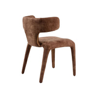 Cid Eve 21 Inch Dining Chair, Curved Wingback, Brown Textured Polyester - BM318459