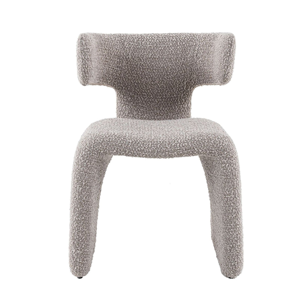 Cid Fiu 22 Inch Dining Chair, Curved Wingback, Textured Off White Polyester - BM318460