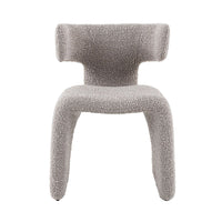 Cid Fiu 22 Inch Dining Chair, Curved Wingback, Textured Off White Polyester - BM318460