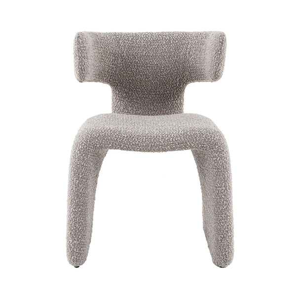 Cid Fiu 22 Inch Dining Chair, Curved Wingback, Textured Off White Polyester - BM318460