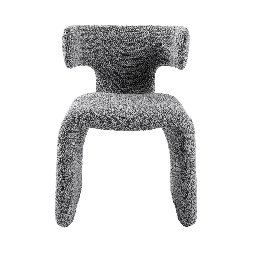 Cid Fiu 22 Inch Dining Chair, Curved Wingback, Gray Textured Polyester - BM318461